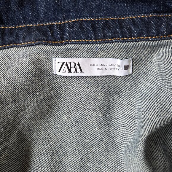 Zara Women's Denim Dark Blue Button Down Shirt W/ Front Pockets Size XS/S - Picture 6 of 7